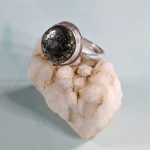 fine silver ring with round pyrite